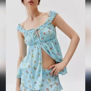 Urban Outfitters Out From Under Lilly Babydoll Light Blue
Fruit Print Top Size M
